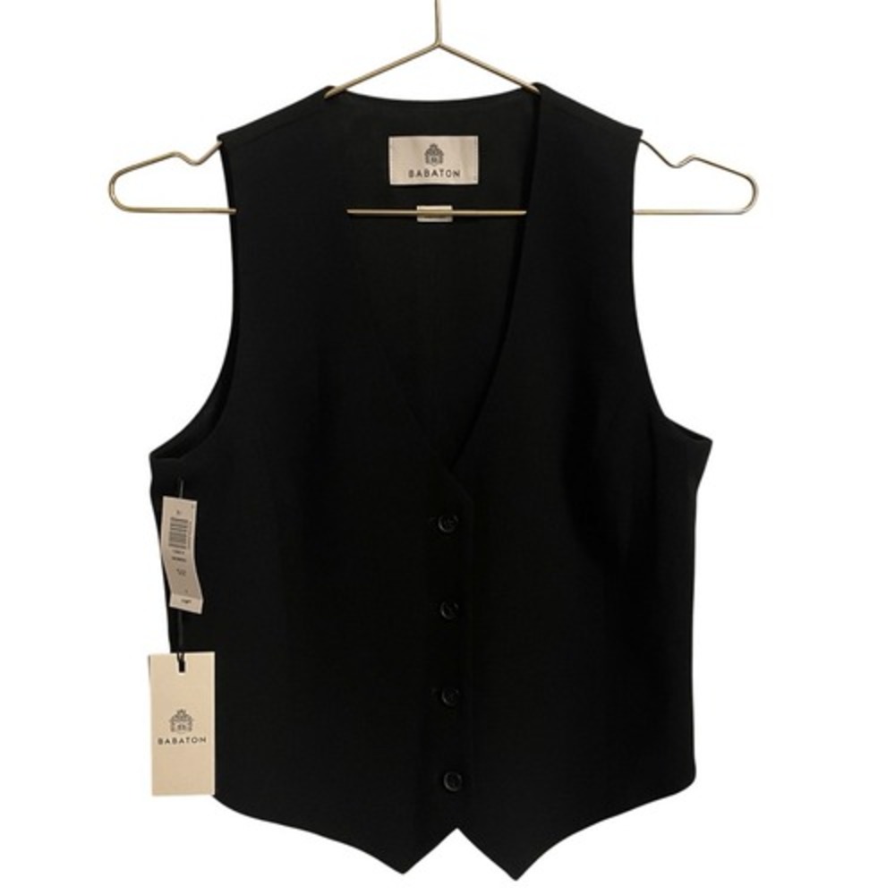 Babaton Aritzia Black Tailored Button Front Waistcoat Vest Size 0 NEW